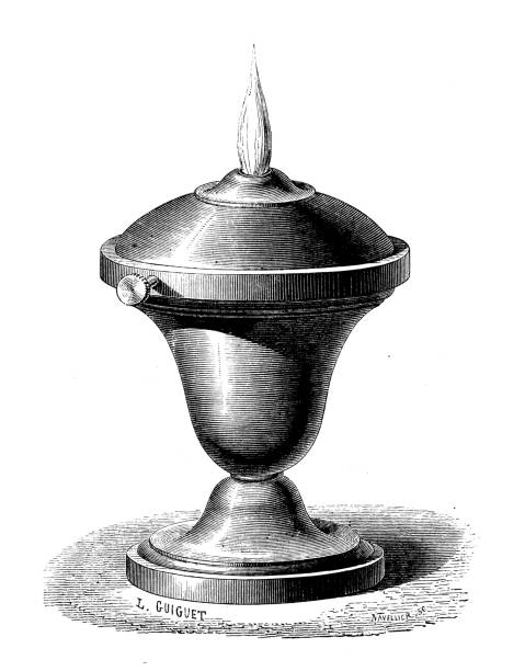 Antique illustration of scientific discoveries, Lighting equipment