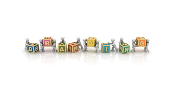 istock Business People Carrying BRANDING Buzzword Cubes - 3D Rendering 1128285521