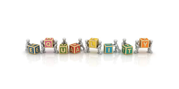istock Business People Carrying EQUALITY Buzzword Cubes - 3D Rendering 1128285527