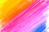 Rainbow diagonal stripes pattern. Handdrawn pencil and water colour graphic painting on white textured backdrop for creative cards, colourful banners, wallpapers, frames, covers, party invitations.