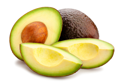 sliced hass avocado path isolated