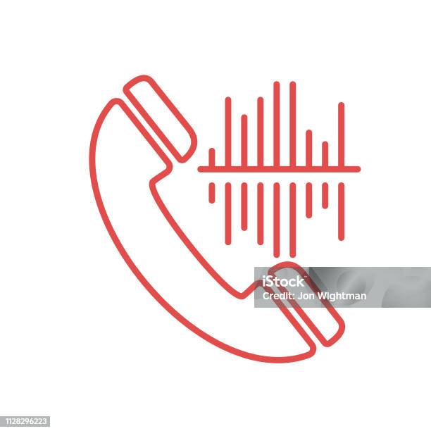 Phone Soundwave Thin Line Phone Icon Stock Illustration - Download Image Now - Art, Art And Craft, Assistant