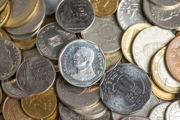 istock Background of  coins money. Copy space for text 1128297730
