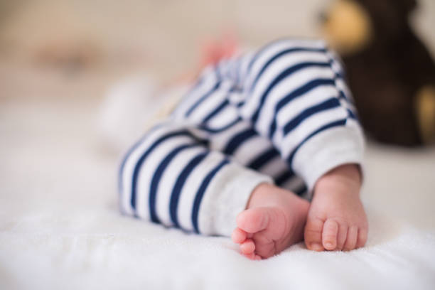 istock Close-up of tiny baby feet 1128300549