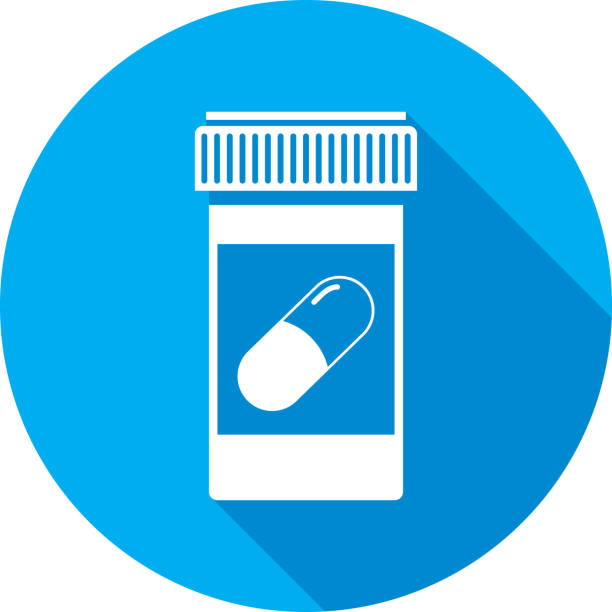 illustrazioni stock, clip art, cartoni animati e icone di tendenza di icona bottiglia pillola silhouette - blue medicine narcotic healthy lifestyle