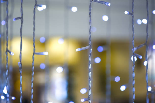 White blue electric colored garland, background