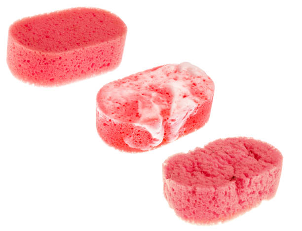 istock Set of rose sponges isolated on white background. 1128317101