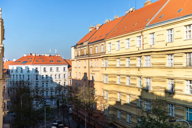 istock View from the balcony on quite streets of Prague 1128321087