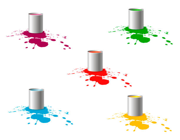 istock Set of cans of paint and blots. Vector illustration 1128321900