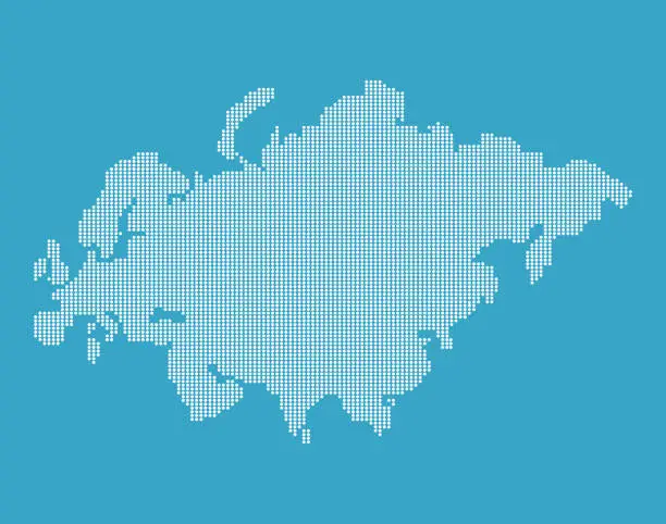 Vector illustration of Dotted EurAsia Map Illustration