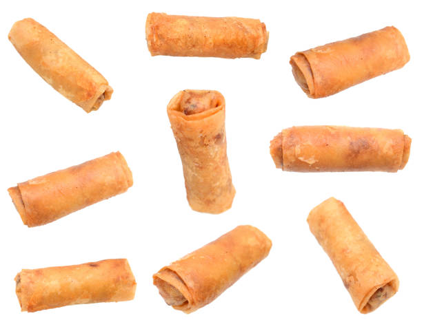 Set of egg roll food isolated white