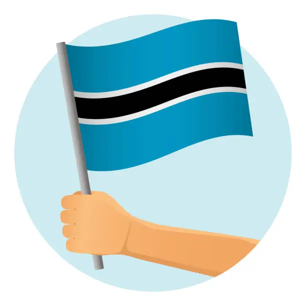 Vector illustration of Botswana flag in hand