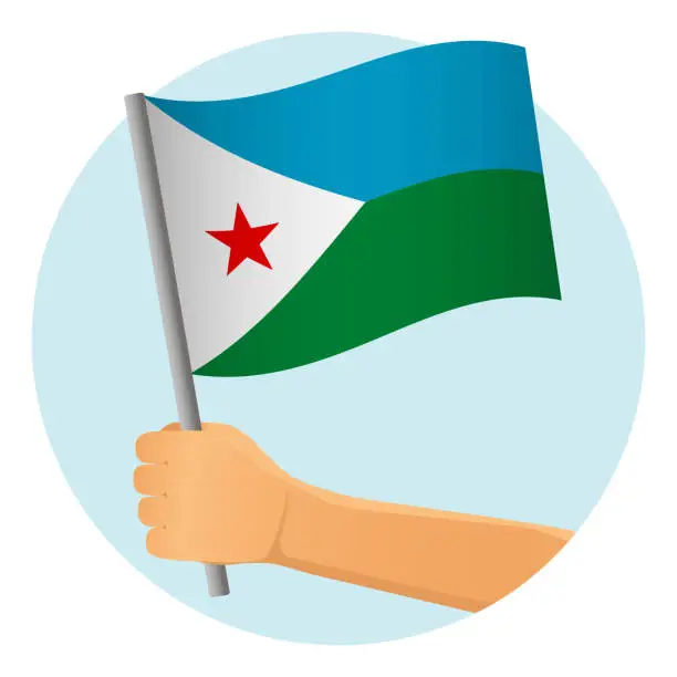 Vector illustration of Djibouti flag in hand