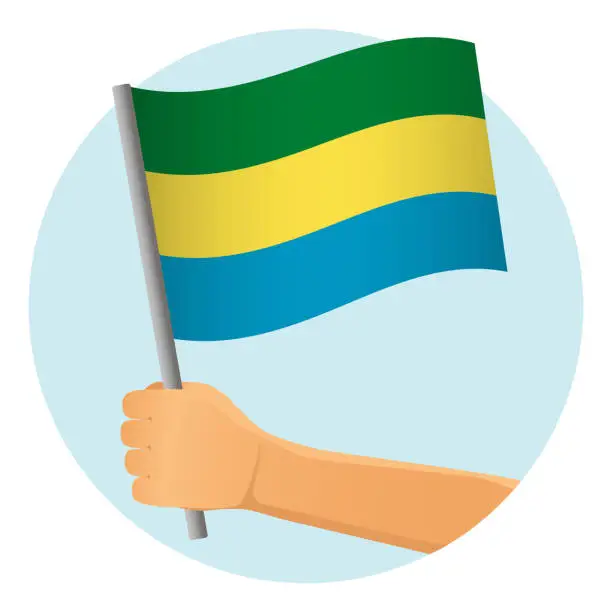 Vector illustration of Gabon flag in hand