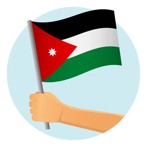 Vector illustration of jordan flag in hand