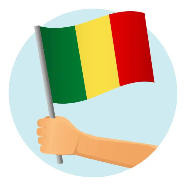 Vector illustration of Mali flag in hand