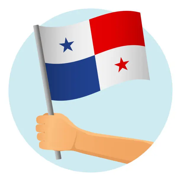 Vector illustration of Panama flag in hand
