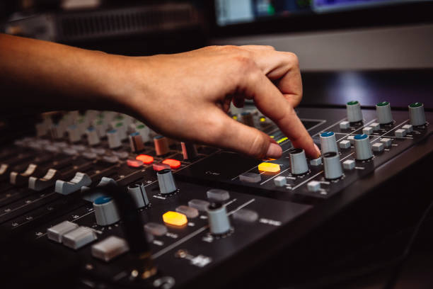 istock Sound recording studio mixer desk 1128340130