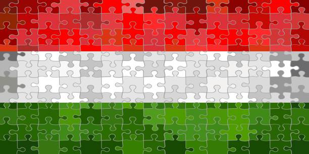 flaga węgier wykonana z puzzli - hungary hungarian culture hungarian flag flag stock illustrations