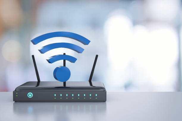router con wi-fi - tecnologia mobile foto e immagini stock