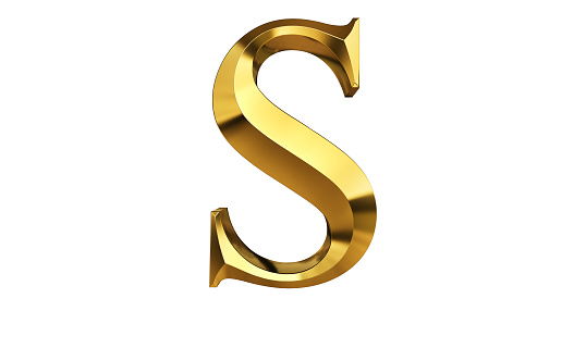 Gold Chiseled Letter against a white background.