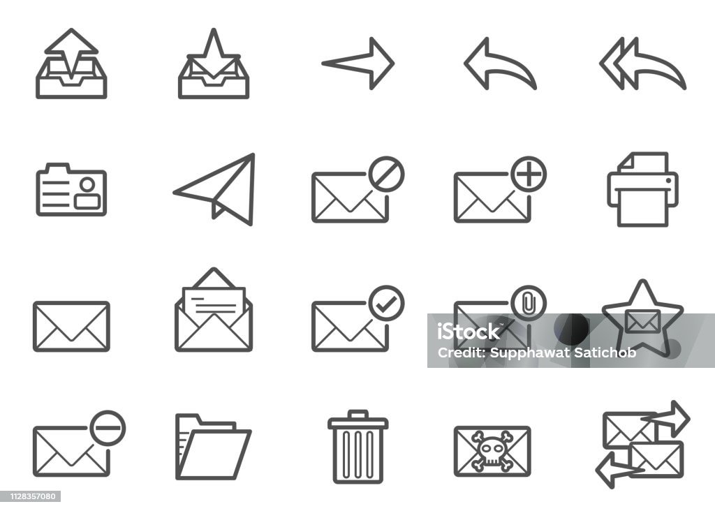 Mail Line Icons Set Icon Symbol stock vector