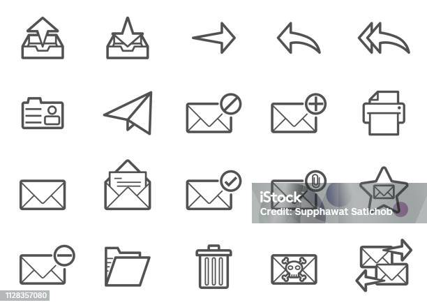 Mail Line Icons Set Stock Illustration - Download Image Now - Icon Symbol, Send, Sending