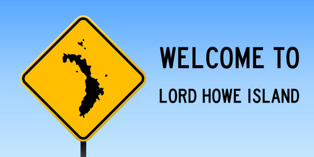 illustrazioni stock, clip art, cartoni animati e icone di tendenza di mappa di lord howe island sul cartello stradale. - lord howe island