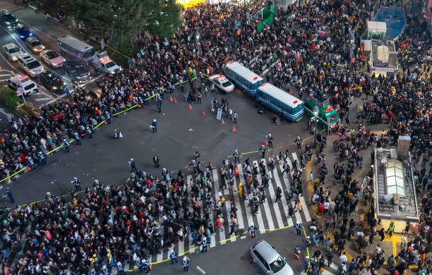istock Pedestrians crosswalk at Shibuya district 1128377248