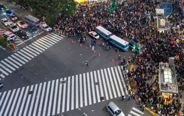istock Pedestrians crosswalk at Shibuya district 1128377249