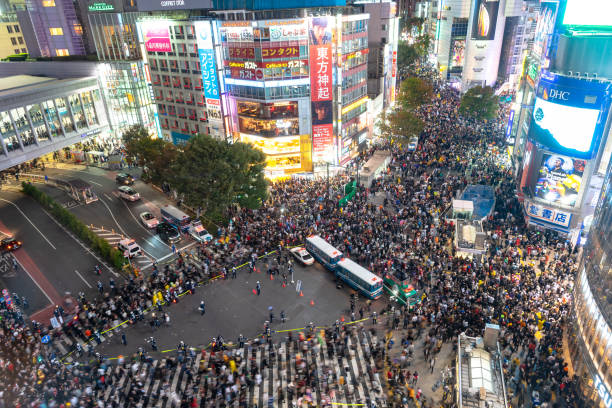 istock Pedestrians crosswalk at Shibuya district 1128377286