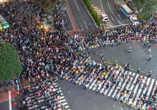 istock Pedestrians crosswalk at Shibuya district 1128377867