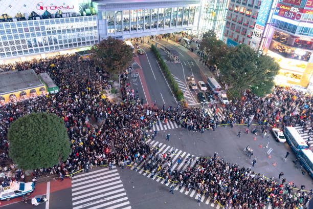 istock Pedestrians crosswalk at Shibuya district 1128378373