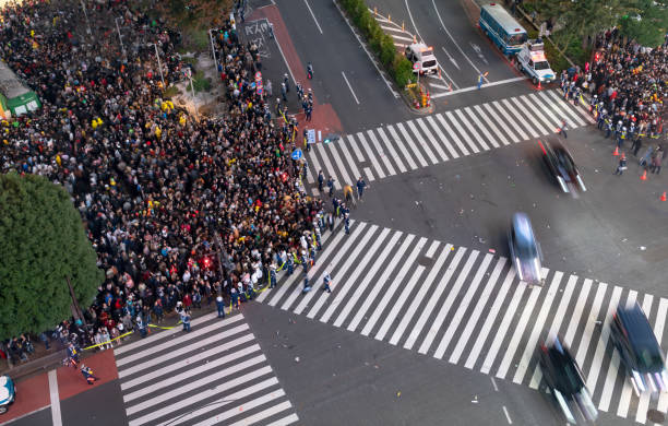 istock Pedestrians crosswalk at Shibuya district 1128378378