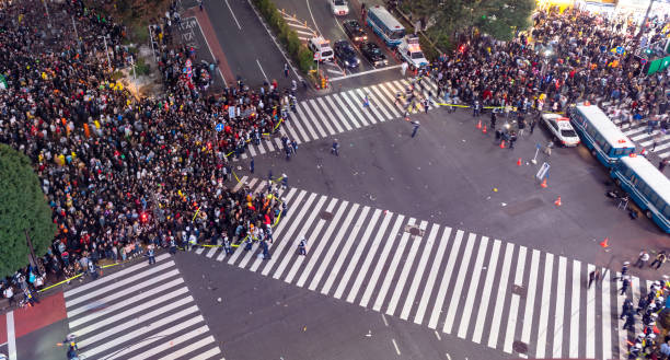 istock Pedestrians crosswalk at Shibuya district 1128378382