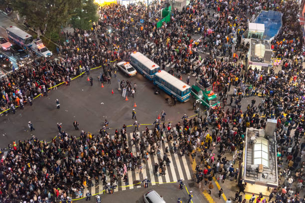 istock Pedestrians crosswalk at Shibuya district 1128378448