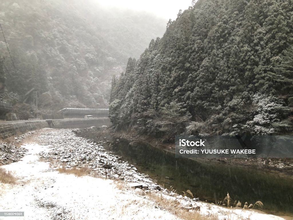 Japan Mie Nabari winter koutidani mountain water Aerial View Stock Photo