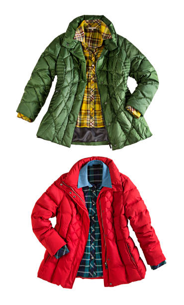 istock Bomber jackets with plaided shirts isolated on white background 1128385809