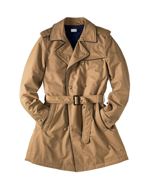 istock Brown trenchcoat isolated on white background 1128385974