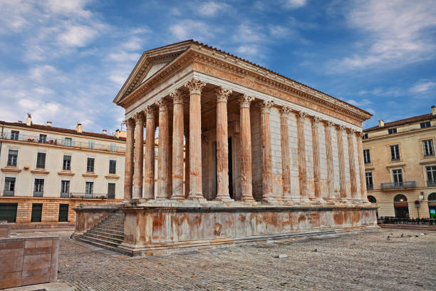 istock Nimes, France: the Roman Temple Maison Carree built c. 19 BC 1128391698