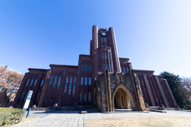 university of tokyo - clock clock tower built structure brick imagens e fotografias de stock