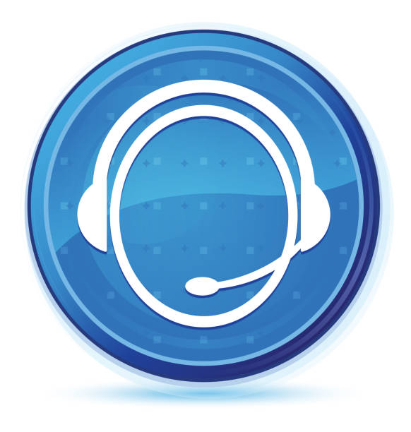 ilustrações de stock, clip art, desenhos animados e ícones de customer care service icon midnight blue prime round button - full moon audio