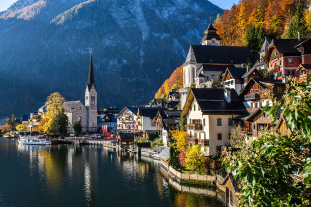 istock Historic Village in Autumn - Hallstatt, Austria 1128392151