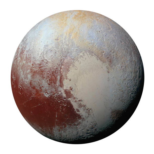 Full disk of planet Pluto globe from space isolated on white background. Elements of this image furnished by NASA.