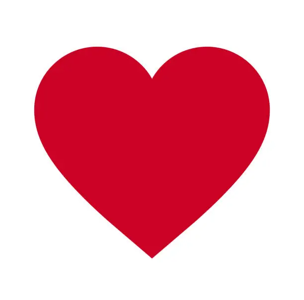 Serce, Symbol Miłości i Walentynki. Płaska czerwona ikona izolowana na białym tle. Ilustracja wektorowa. - Wektor Serce, Symbol Miłości i Walentynki. Płaska czerwona ikona izolowana na białym tle. Ilustracja wektorowa. - Wektor