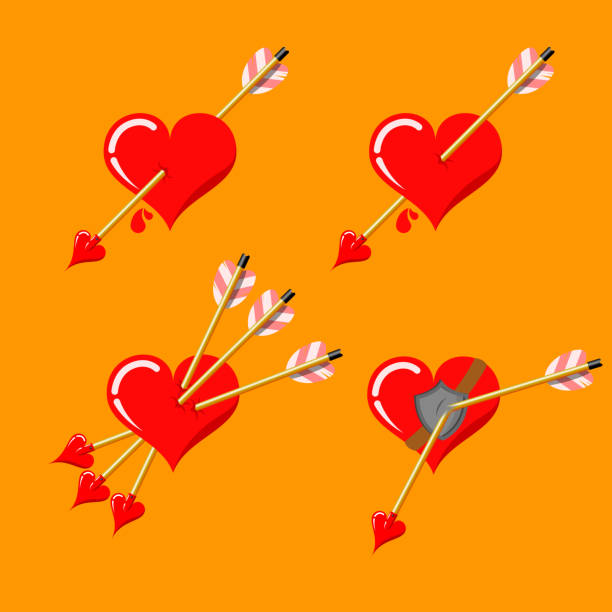 istock Four variants of valentine's day love arrow pierced heart. 1128402925