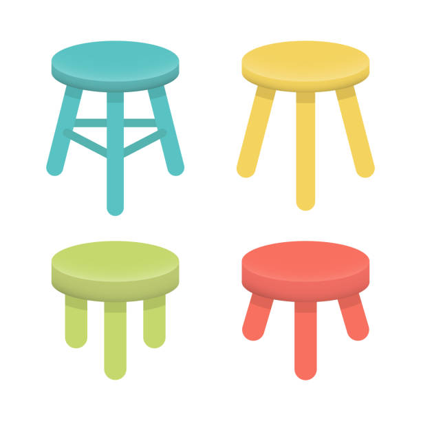 illustrations, cliparts, dessins animés et icônes de différentes selles avec trois jambes vecteur défini. - bar stools illustrations