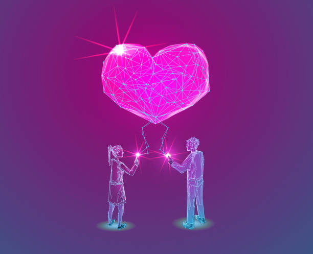 istock Abstract heart beat form lines and triangles, point connecting network 1128403939
