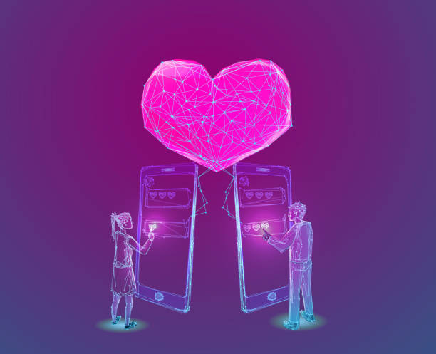 Abstract heart beat form lines and triangles, point connecting network