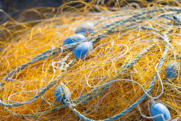 Close-up of an orange fishing net
